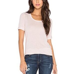 Vince Elbow Sleeve Flax Silk Blend Short Sleeve Tee Lilac
